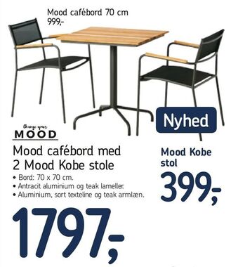 Føtex Mood cafébord med 2 Mood Kobe stole tilbud