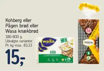 Føtex Kohberg eller Pågen brød eller Wasa knækbrød tilbud