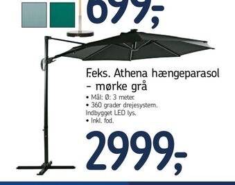 Føtex Athena hængeparasol - mørke grå tilbud