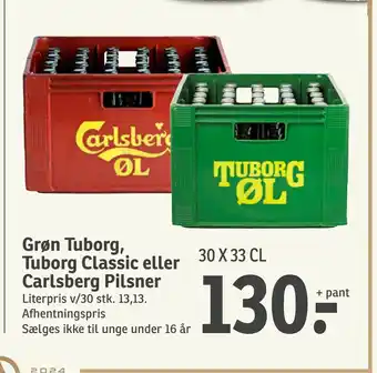 SPAR Grøn Tuborg, Tuborg Classic eller Carlsberg Pilsner tilbud