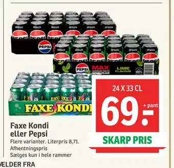 SPAR Faxe Kondi eller Pepsi tilbud