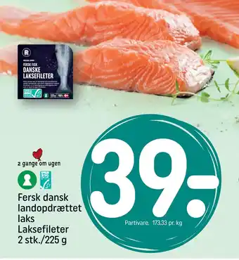 REMA 1000 Fersk dansk landopdrættet laks Laksefileter 2 stk./225 g tilbud