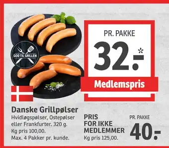 SPAR Danske Grillpølser tilbud