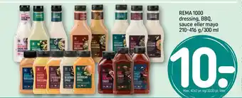 REMA 1000 REMA 1000 dressing, BBQ, sauce eller mayo 210-416 g/300 ml tilbud