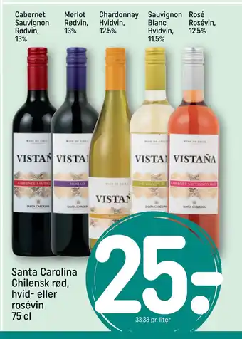 REMA 1000 Santa Carolina Chilensk rød, hvid- eller rosévin 75 cl tilbud