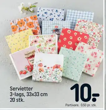 REMA 1000 Servietter 3-lags, 33x33 cm 20 stk tilbud
