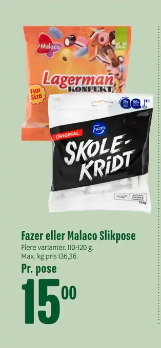 Min Købmand Fazer eller Malaco Slikpose tilbud