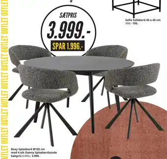 My Home Roxy Spisebord Ø105 cm med 4 stk Danny Spisebordsstole tilbud
