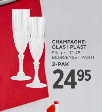 MENY CHAMPAGNEGLAS I PLAST tilbud