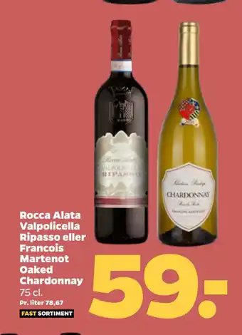 Netto Rocca Alata Valpolicella Ripasso eller Francois Martenot Oaked Chardonnay tilbud