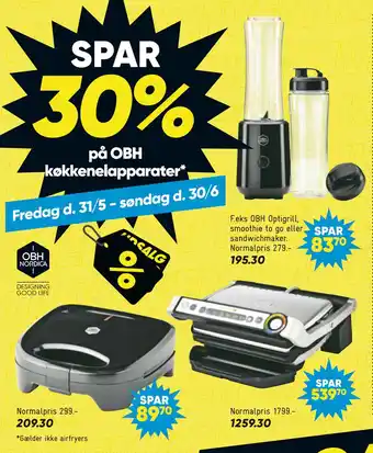 Bilka SPAR 30% på OBH køkkenelapparater tilbud