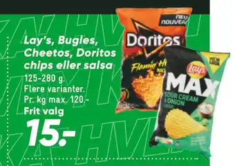 Bilka Lay’s, Bugles, Cheetos, Doritos chips eller salsa tilbud