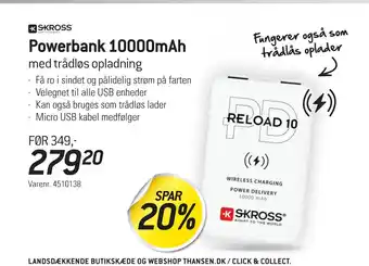 Thansen Powerbank 10000mAh tilbud