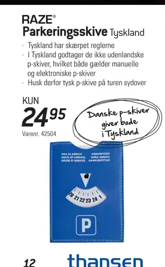 Thansen Parkeringsskive tilbud