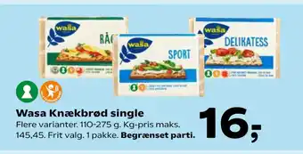 SuperBrugsen Wasa Knækbrød single tilbud