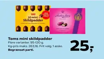 SuperBrugsen Toms mini skildpadder tilbud
