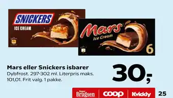 SuperBrugsen Mars eller Snickers isbarer tilbud