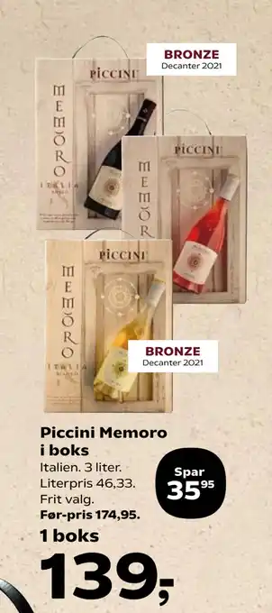 Kvickly Piccini Memoro i boks tilbud