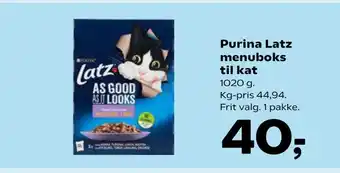 Kvickly Purina Latz menuboks til kat tilbud