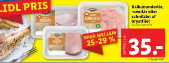 Lidl Kalkununderlår, -overlår eller schnitzler af brystfilet tilbud