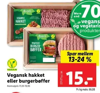 Lidl Vegansk hakket eller burgerbøffer tilbud