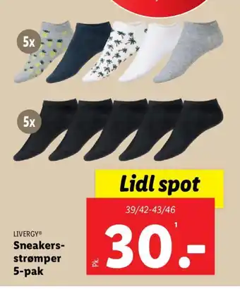 Lidl Sneakers- strømper 5-pak tilbud