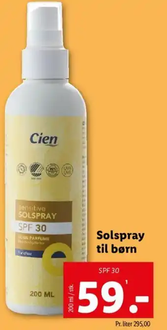 Lidl Cien Solspray til børn tilbud