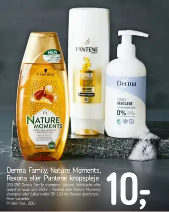 Føtex Derma Family, Nature Moments, Rexona eller Pantene kropspleje tilbud