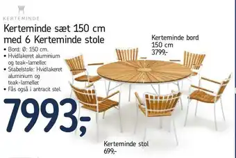 Føtex Kerteminde sæt 150 cm med 6 Kerteminde stole tilbud
