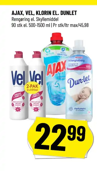 AJAX, VEL, KLORIN EL. DUNLET