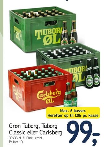 Føtex Grøn Tuborg, Tuborg Classic eller Carlsberg tilbud