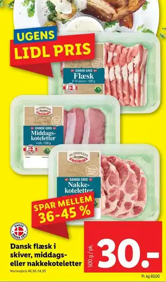 Lidl Flæsk i skiver tilbud