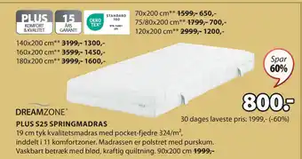 JYSK PLUS S25 SPRINGMADRAS tilbud