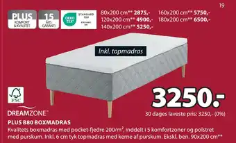 JYSK PLUS B80 BOXMADRAS tilbud