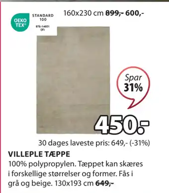 JYSK VILLEPLE TÆPPE tilbud