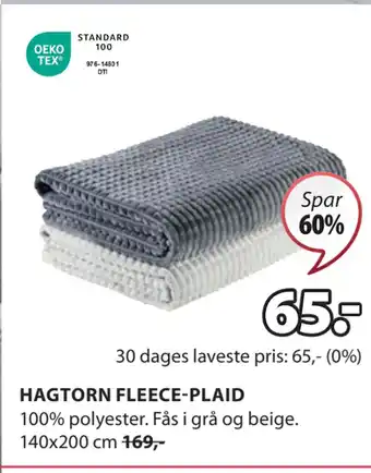 JYSK HAGTORN FLEECE-PLAID tilbud