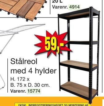 Harald Nyborg Stålreol med 4 hylder tilbud