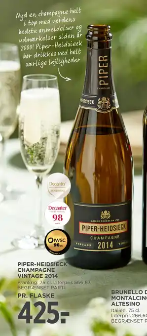 MENY PIPER-HEIDSIECK CHAMPAGNE VINTAGE 2014 tilbud
