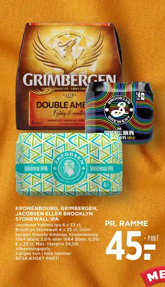 MENY KRONENBOURG, GRIMBERGEN, JACOBSEN ELLER BROOKLYN STONEWALL IPA tilbud