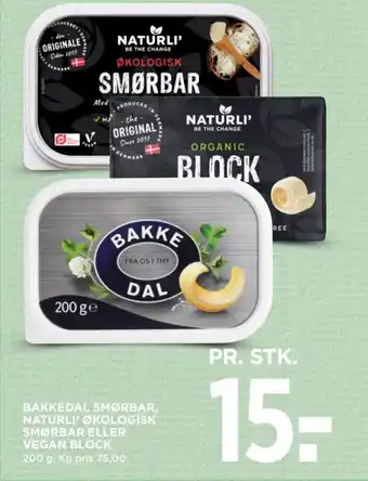 MENY BAKKEDAL SMØRBAR, NATURLI ØKOLOGISK SMØRBAR ELLER VEGAN BLOCK tilbud