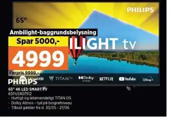 Power 65" 4K LED SMART TV 65PUS807912 tilbud