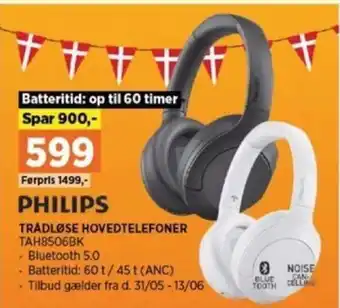 Power TRÅDLØSE HOVEDTELEFONER TAH8506BK tilbud