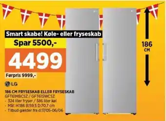 Power 186 CM FRYSESKAB ELLER FRYSESKAB GFT61MBCSZ/GFT61SWCSZ tilbud