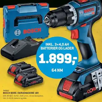 XL-BYG BOSCH BORE-/SKRUEMASKINE 18V tilbud