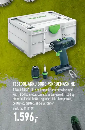 Johannes Fog FESTOOL AKKU BORE-/SKRUEMASKINE tilbud