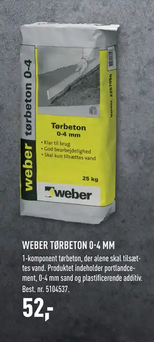 Johannes Fog WEBER TØRBETON 0-4 MM tilbud