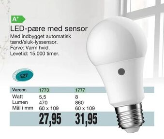 Harald Nyborg LED-pære med sensor tilbud