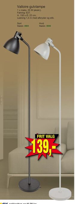 Harald Nyborg Valloire gulvlampe tilbud