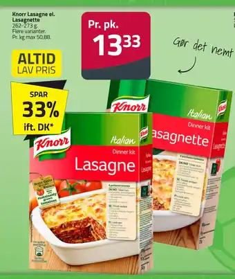 Fleggaard Knorr Lasagne el. Lasagnette tilbud