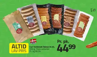 Fleggaard Carl Vollstedt Pølser 8 stk tilbud